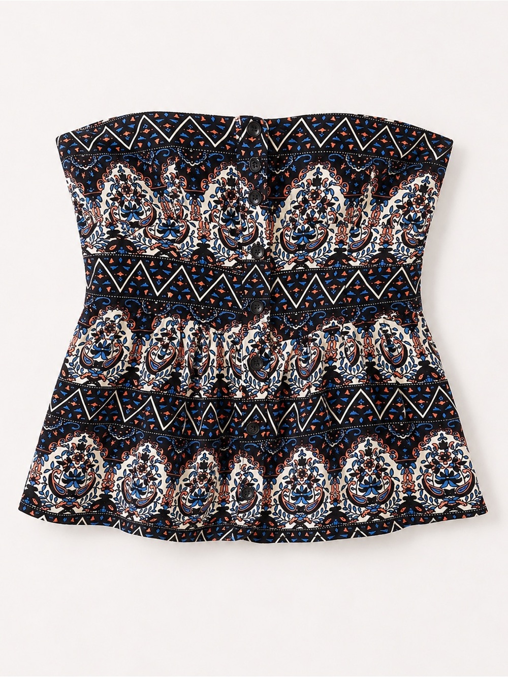 Forever 21 Strapless Ornate Print Top Medium M